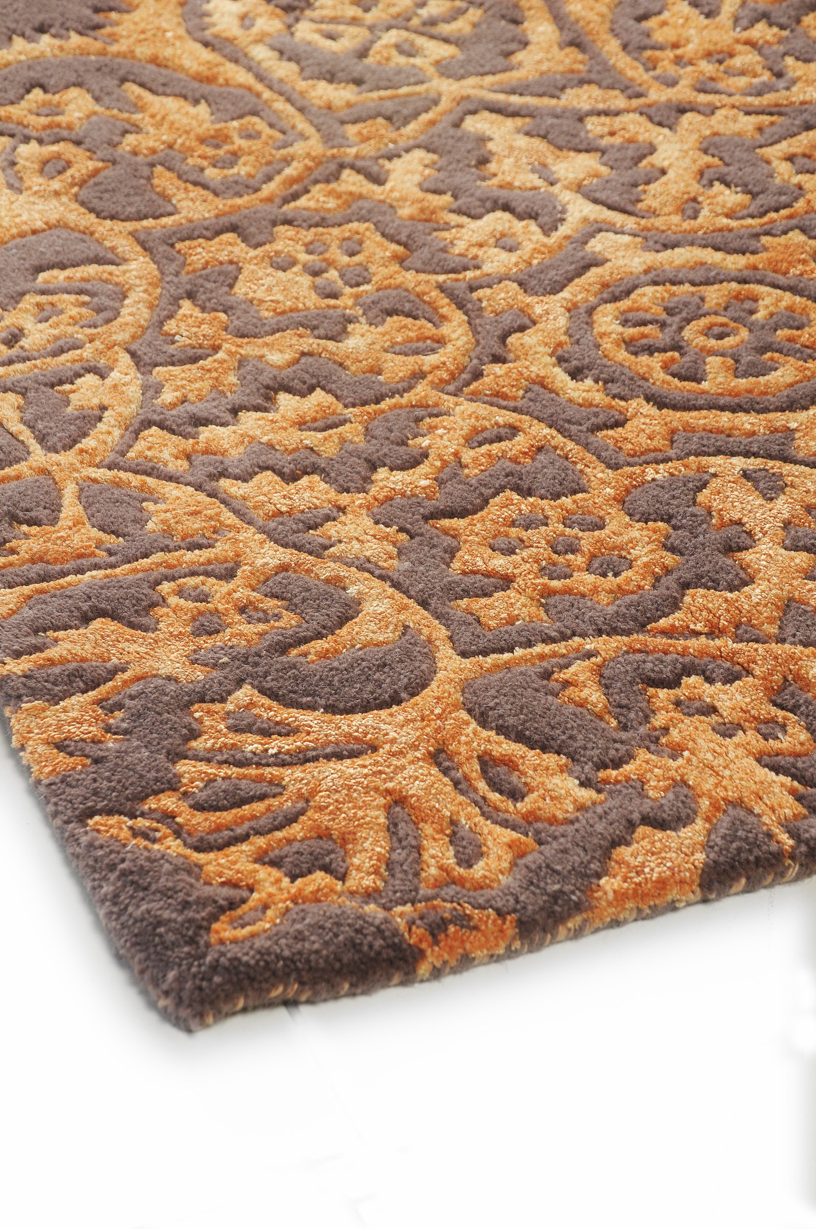 buy rugs online, floral pattern rug, brown & orange rug, brown floral rug, orange floral rug, living room rug, bedroom rug, classic rug, area rugs, littlelooms rugs, hand tufted rugs, handmade rugs