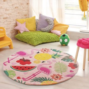 Tropical rugs, Round rugs, Teal rugs, Tropical Flamingo Rug, Pink Flamingo Rug, Flamingo rug India, Round Flamingo Rug, Colorful rug, colorful girls rug, tropical rugs, Flamingo rugs, Pineapple rug, Pink rugs, Girls bedroom rugs, Flamingo carpets