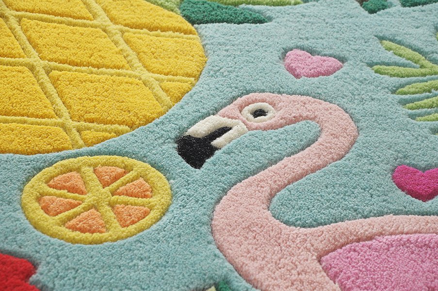 Tropical rugs, Round rugs, Teal rugs, Flamingo rugs, Pineapple rug, Blue rugs, Girls bedroom rugs, Flamingo carpets, tropical flamingo rug, tropical flamingo rug india