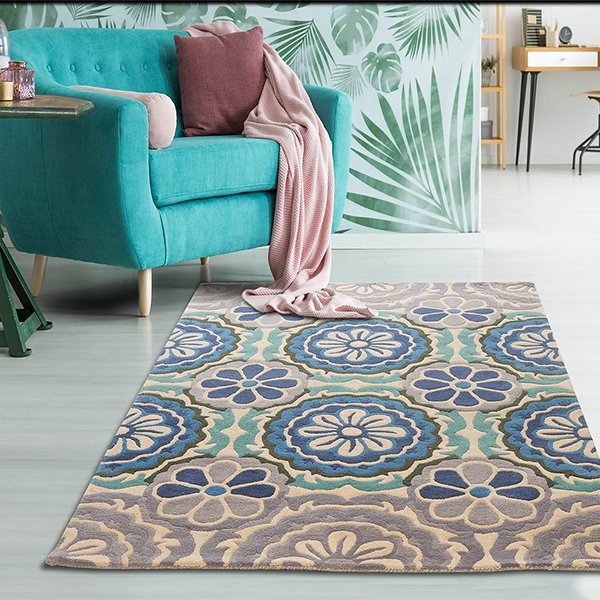 blue rugs, buy blue rugs, buy rugs online, beach theme rugs, living room rugs, bedroom rugs, contemporary rugs, hand tufted rug, pastel rugs, grey rugs, floral rugs, handmade rugs, fine wool rugs, coastal vibe, formal room rug, blue floral rug