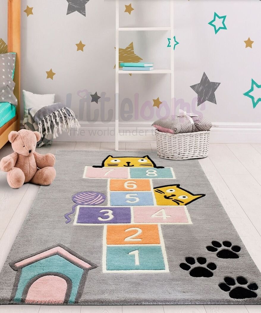 hopscotch rug, playful mats, kids rugs, carpet for kids, rugs for girls, rugs for playing, playful carpet for kids, modern rugs, soft rugs