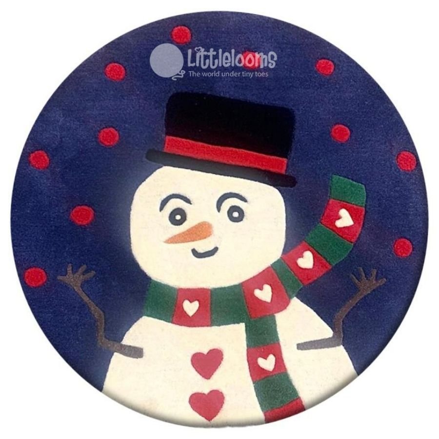 buy kids rugs online, kids rugs, xmas rugs, Christmas rugs for children, Snowman rugs, Kids Winter Rugs, kids room rugs, boys rugs, girls rugs, kids circle snowman rugs, littlelooms rugs, hand tufted rugs, handmade rugs
