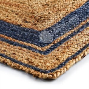 buy jute rugs online, sustainable jute rugs, blue and gold mix jute rugs online, buy colour rugs online