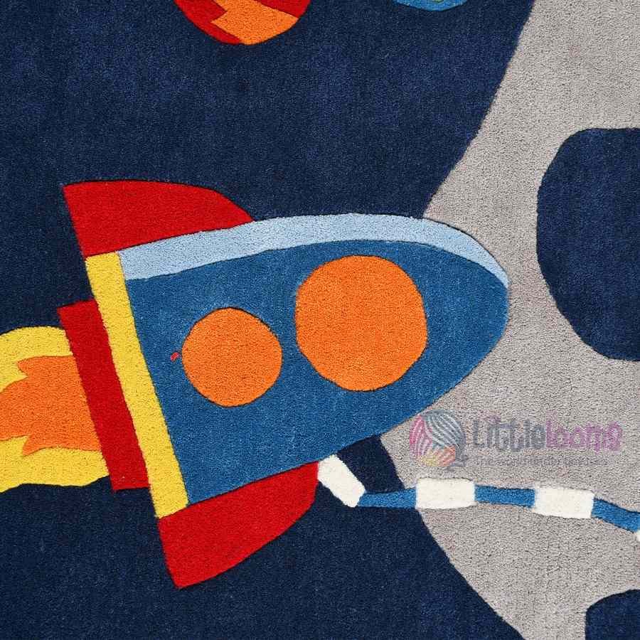 rocket rugs, space rugs, educational rugs, handmade rugs, playtime rugs, kids room rugs