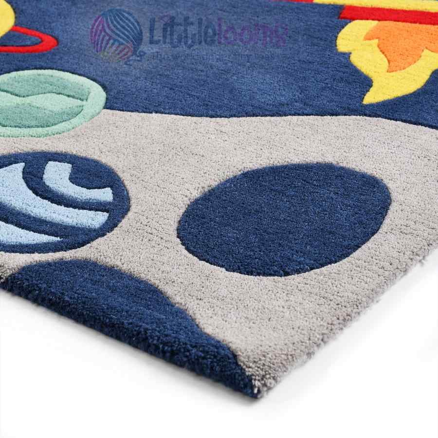 handmade kids rug, space kids rugs, unisex rugs, playful rugs