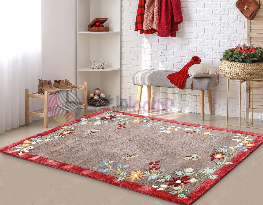 multi-colour rugs online, maroon printed rugs, decorative floral carpets online, floor printed carpets online