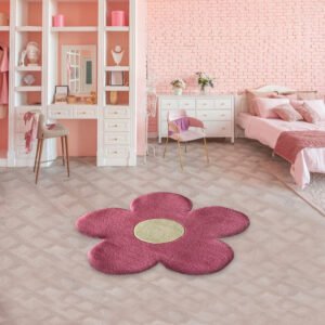 Pink Flower Shaped Rug
