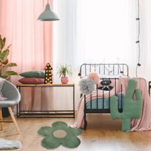 Sage Green Flower Shaped Rug