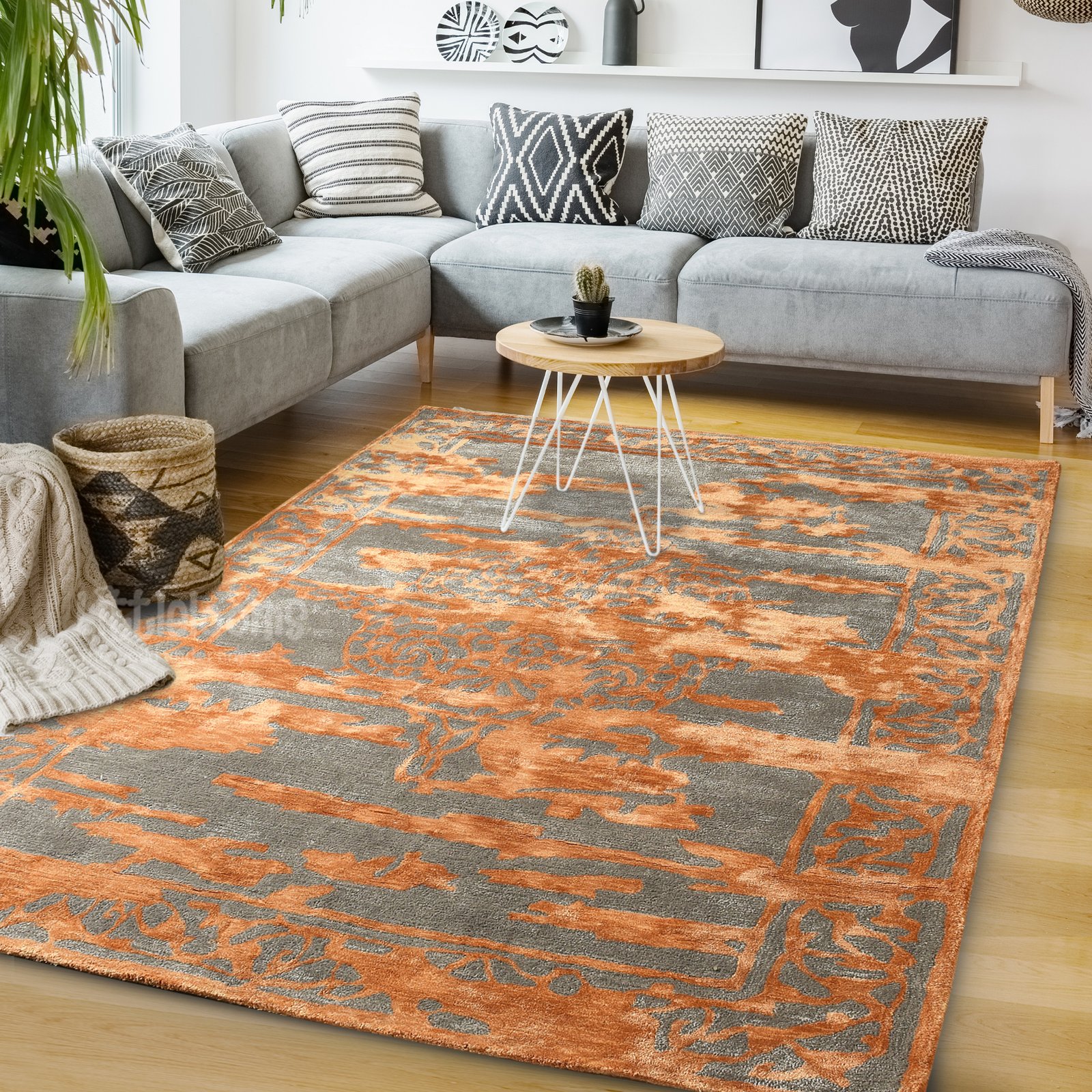 Felicity Rug (ORANGE & GREY)