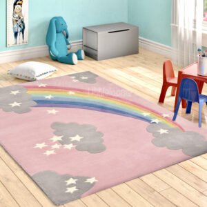 Pink Rainbow cloud rug