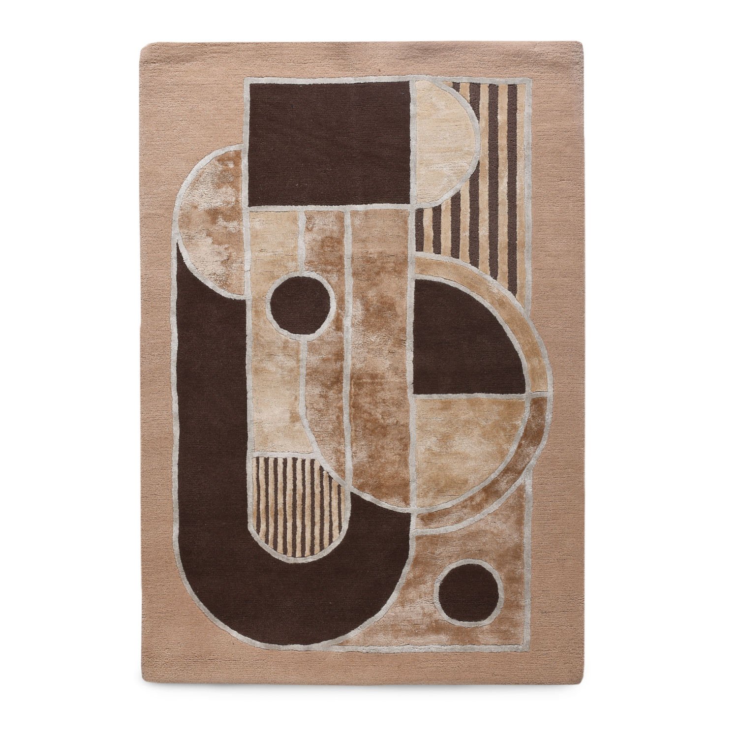 Beige artsilk curvilinear rug - Image 3