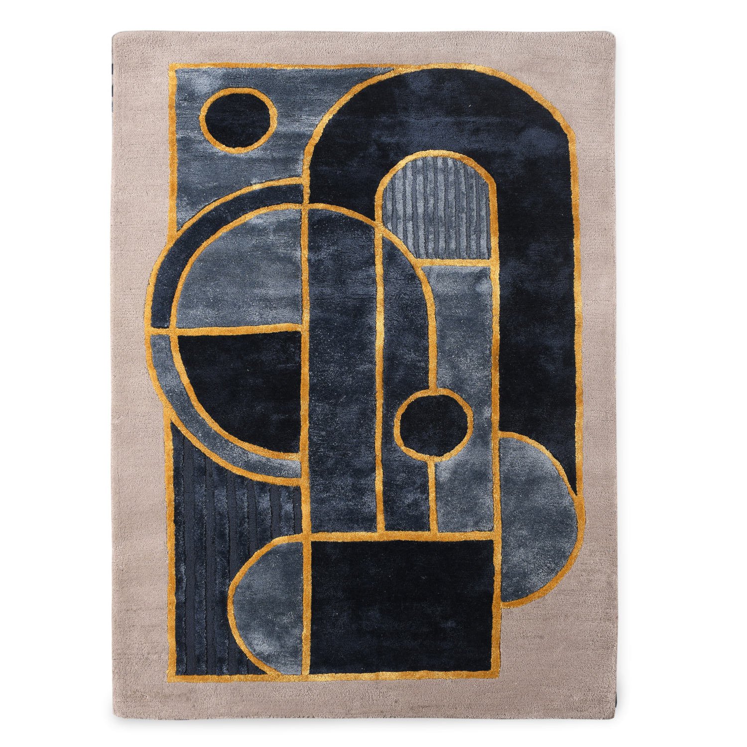 Blue artsilk curvilinear rug - Image 2