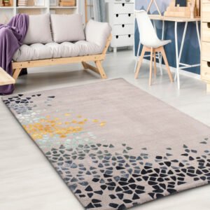 Grey geometrical mosaic rug