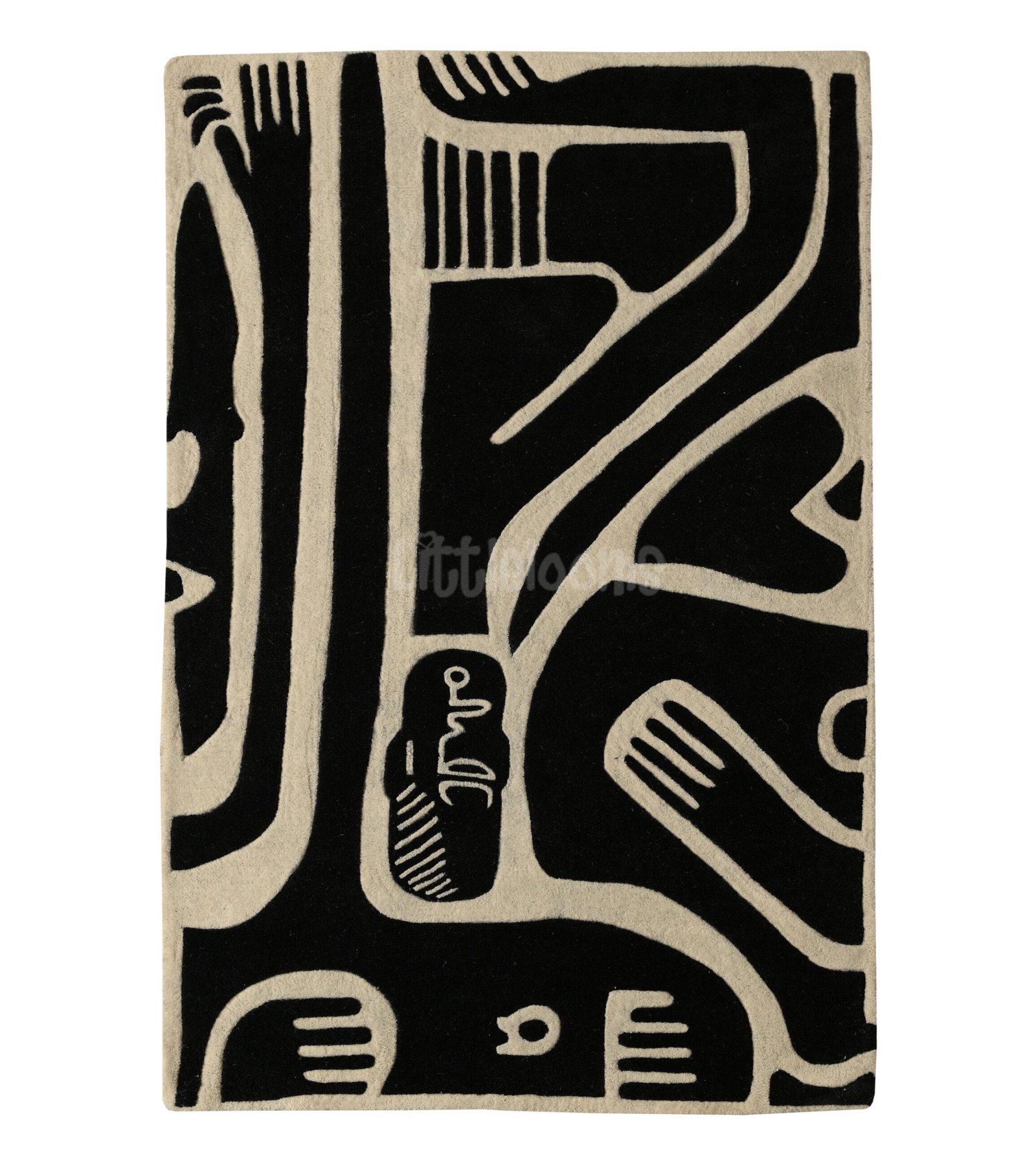 Wyndham black and white abstract rug 1