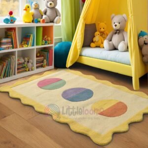 Circle Circus Yellow Nursery Rug
