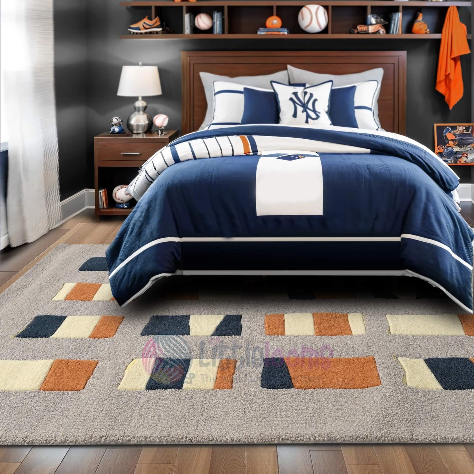 Jigsaw Blue Orange Rug