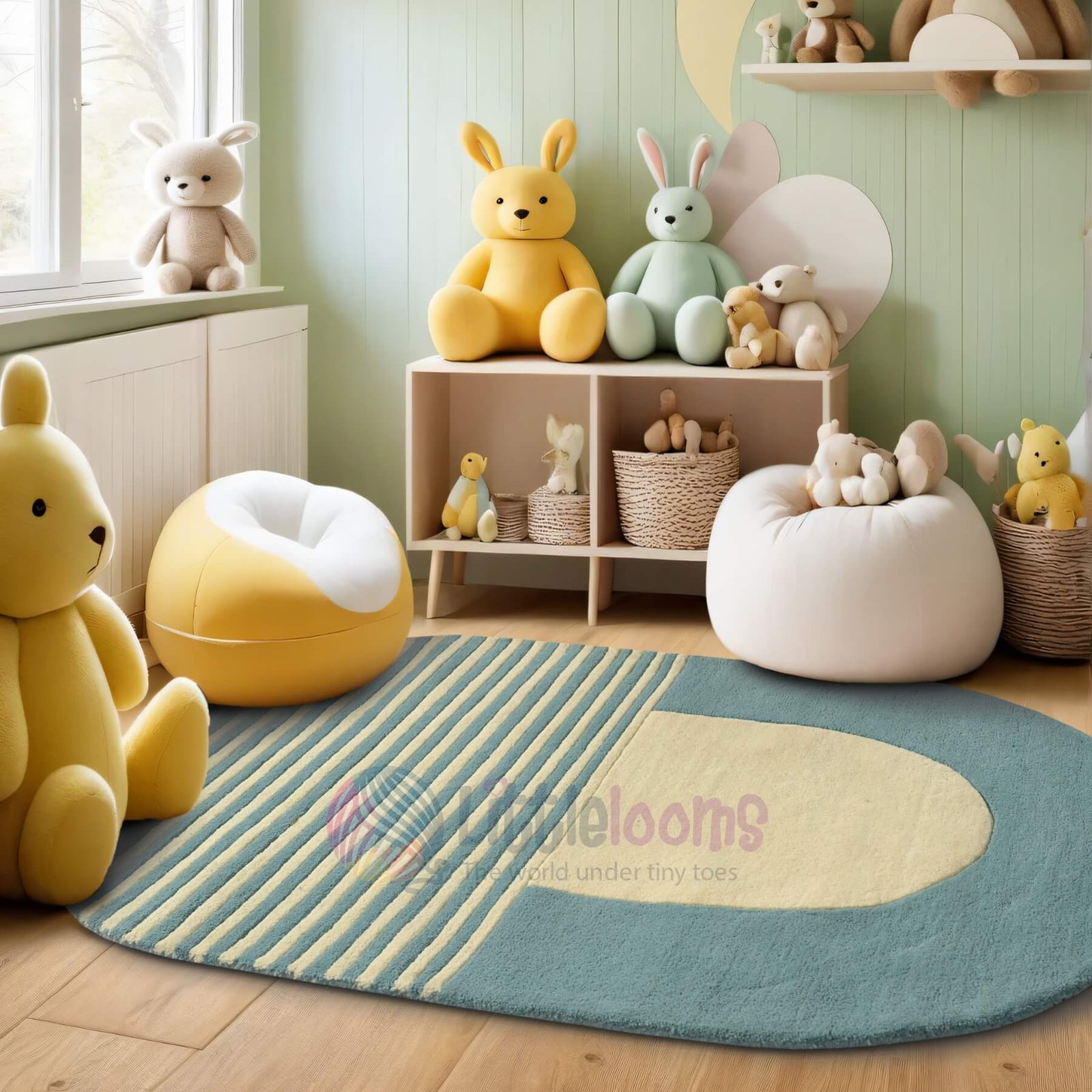 Jolly Arc Teal Oval Rug