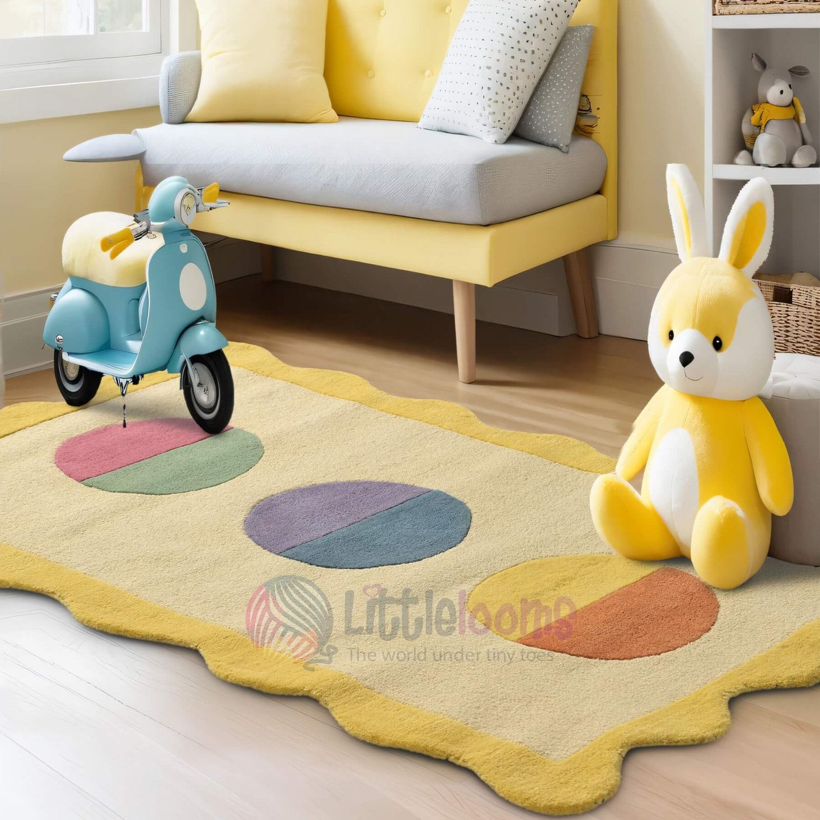 Circle Circus Yellow Nursery Rug - Image 4