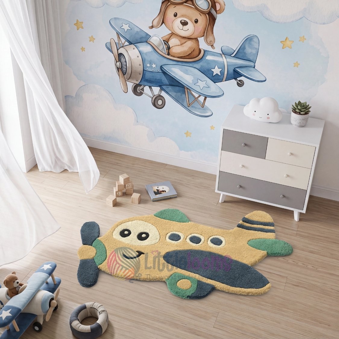 The Little Beige Flyer Plane Rug